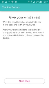 FitBit Tracker Setup Screen Android- Give Wrist a Rest