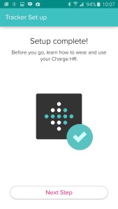 FitBit Tracker Setup Screen Android- Setup Complete