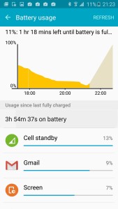 Samsung White 15W Charger Battery Charge Time Display on Samsung Galaxy S6 Edge