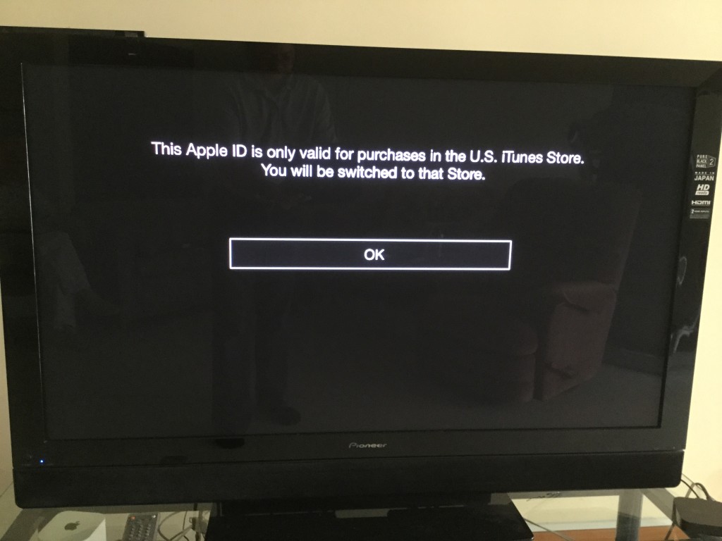 Apple TV iTunes account locked to region