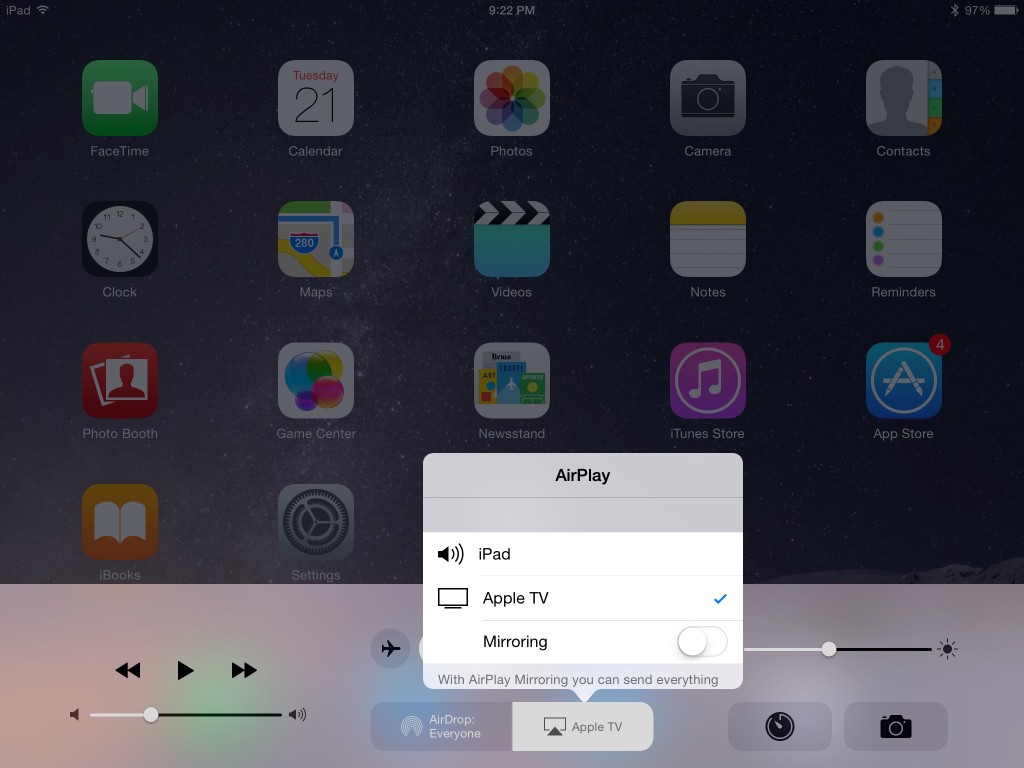 Apple iPad Air 2 with Apple TV select AirPlay