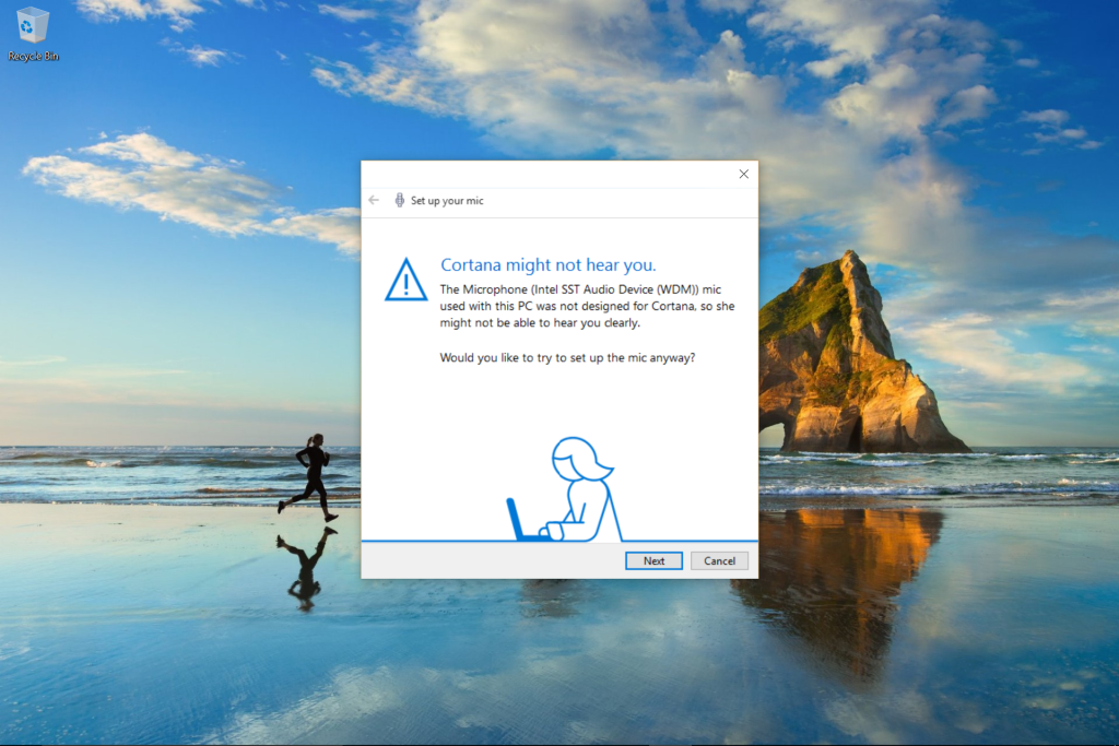 Microsoft Surface 3 Cortana Setup-4 Problem Warning