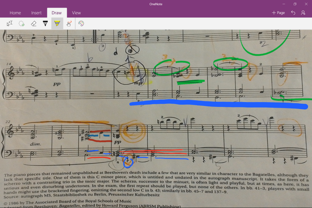 Microsoft Surface 3 One Note using Surface Pen Music Note Notations