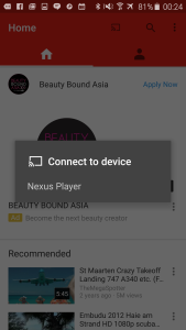 Samsung Galaxy S6 Edge with Asus Nexus Player use YouTube to connect-1