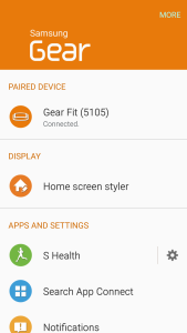 Samsung Gear Screen with Gear Fit Connected on Galaxy S6 Edge