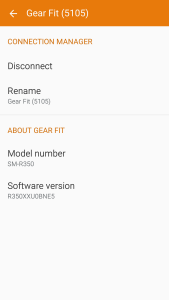 Samsung Gear Screen with Gear Fit Info Connected on Galaxy S6 Edge