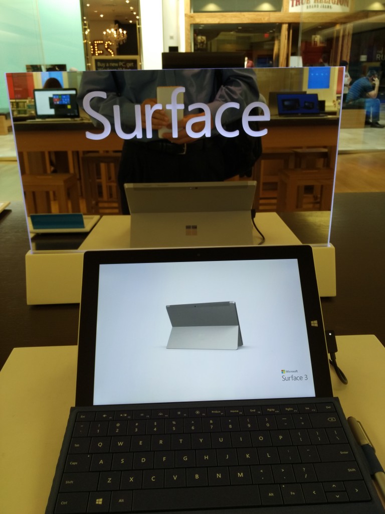Surface Display at Microsoft Store Westfield Mall Santa Clara Califronia