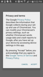 Chromecast App on Samsung Galay Note 4 for Google Chromecast (2015) Setup-6