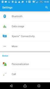 Xperia Settings Screen