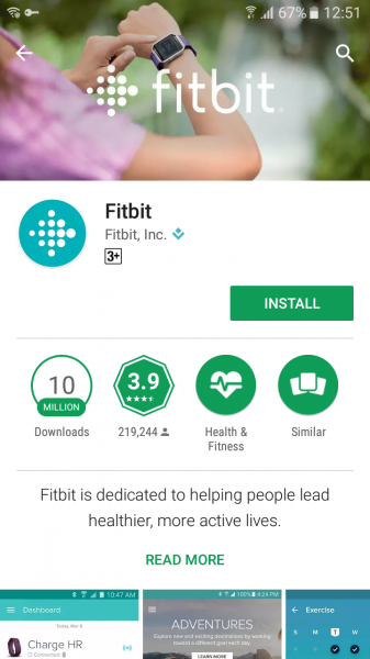 samsung galaxy fitbit app